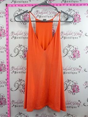 H&M tank top flowy bright neon summer Orange V-Neck Racerback Tank Top